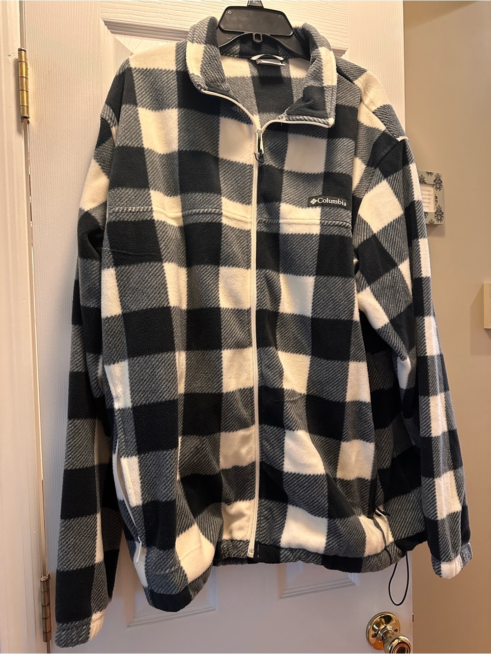 Columbia Black & White Checkered Zip-Up Fleece Jacket